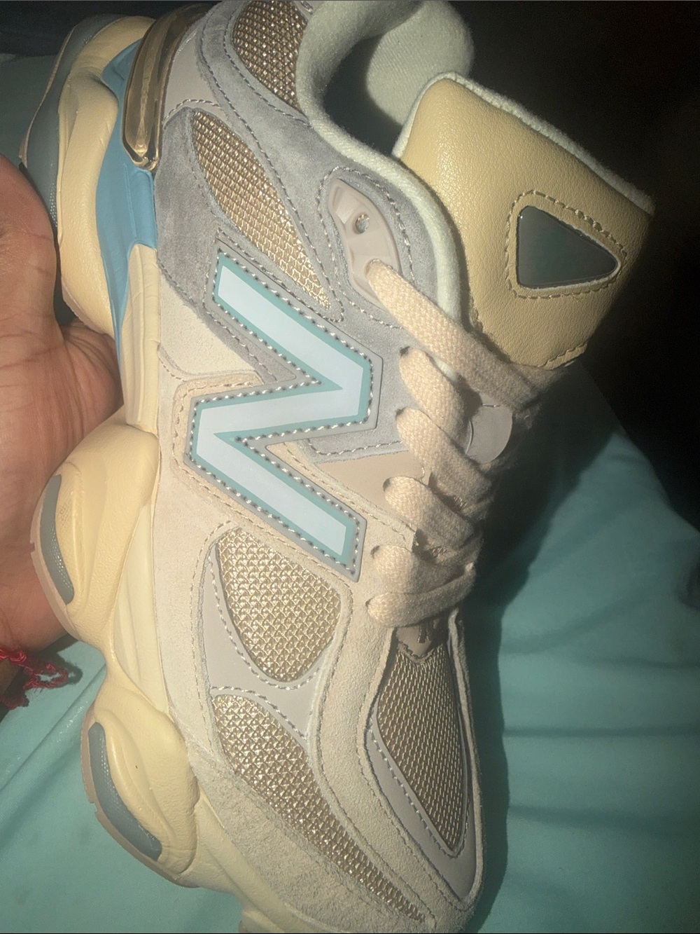 New Balance Women’s Peach Suede & Mesh Sneakers with Gray Accents - Picture 3 of 7